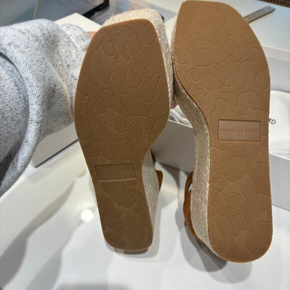NEW Veronica Beard Gianna 90MM Suede Platform Wedge Sandals Sz 9 - Picture 6 of 9
